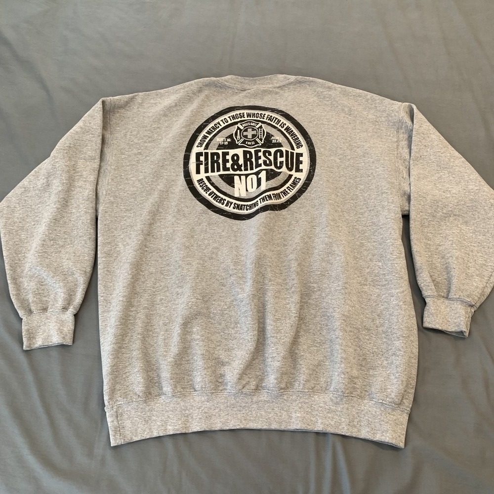 Hells‎ Gate Fire Rescue Sweatshirt Mens XL Gray Crewneck Christian Jude 1:22 23 - Picture 7 of 9